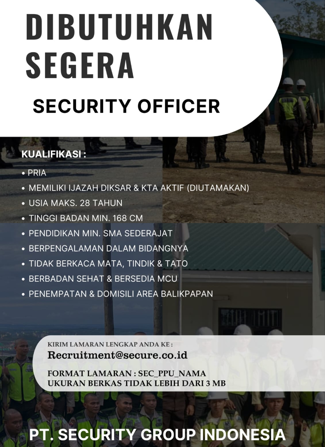 PENGUMUMAN : LOWONGAN KERJA SECURITY OFFICER