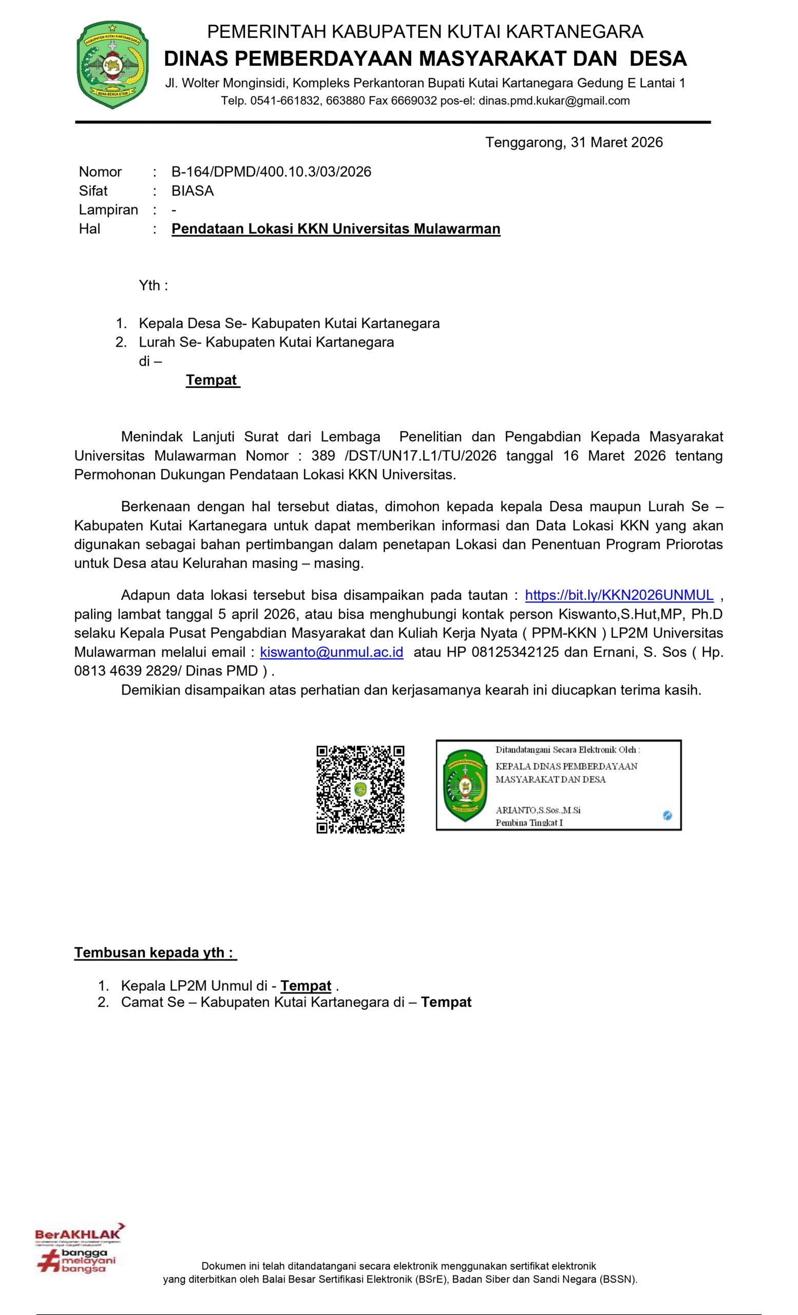 DPMD KUKAR LAKUKAN PENDATAAN LOKASI KKN 2026, DESA DAN KELURAHAN DIMINTA PROAKTIF