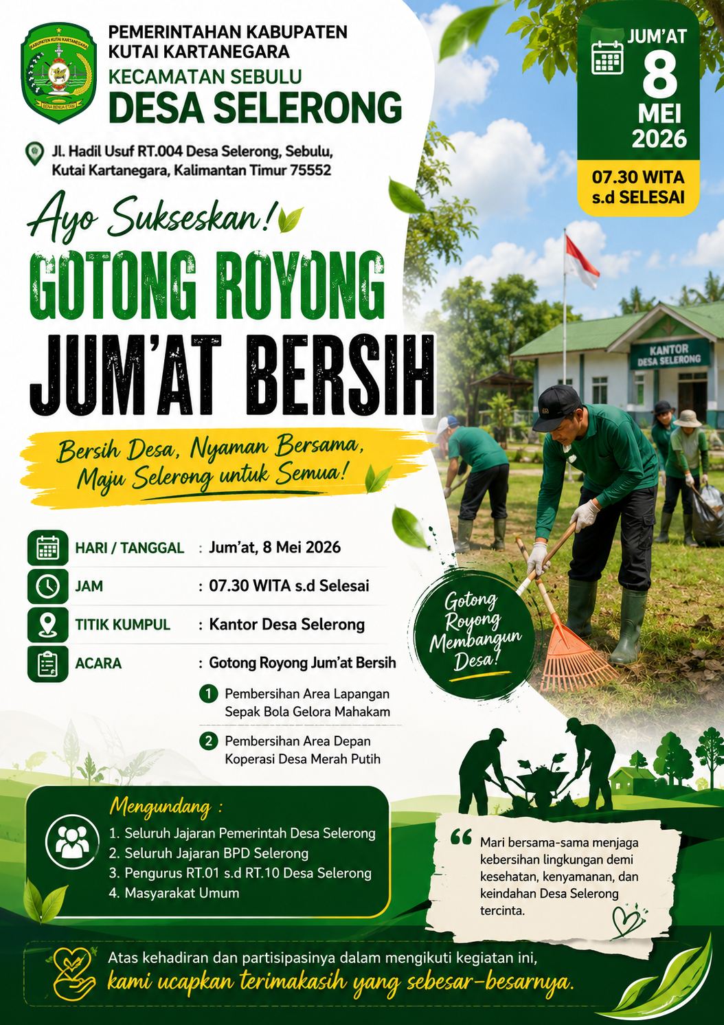 UNDANGAN : GOTONG ROYONG JUM’AT BERSIH BULAN MEI 2026